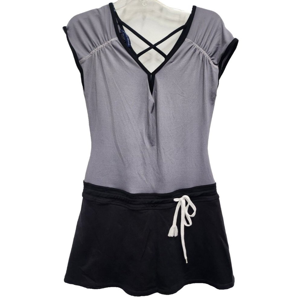 Boston Proper Womens Skirted Romper Small Black Gray‎ Tennis Active Coquette